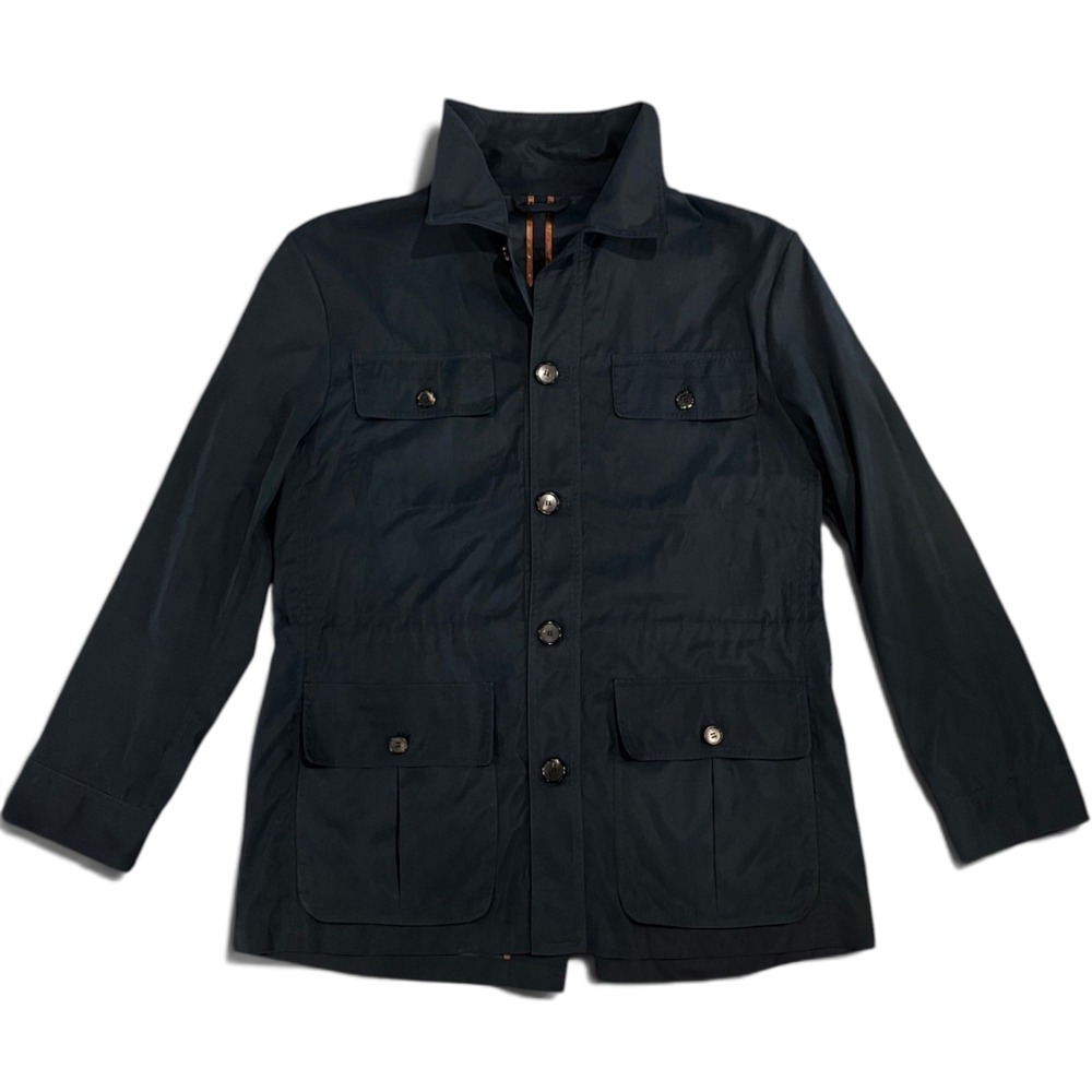 Carroll Custom Beverly Hills Italy Safari Jacket Navy Blue Mens sz44(54) 536-ROS